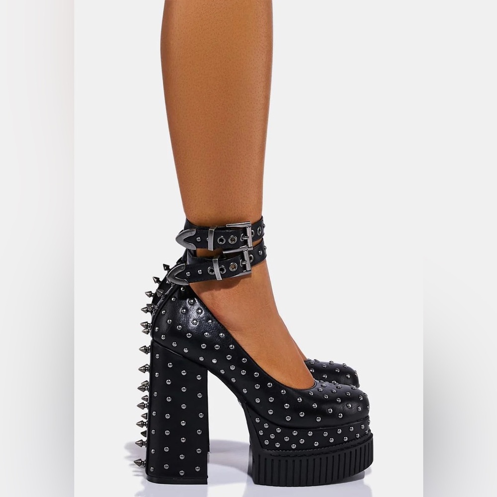 Lamoda Skyscraper Studded/Spiked Creeper Platform Mary Janes Size 9 - Picture 10 of 11